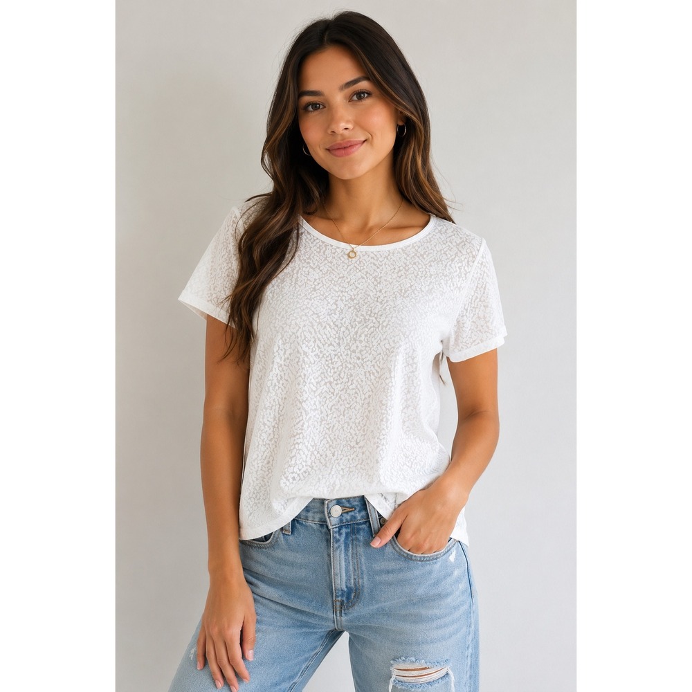 Lululemon Quick Pace Short Sleeve Tee 8 White Burnout Leopard Tulip Back Shirt